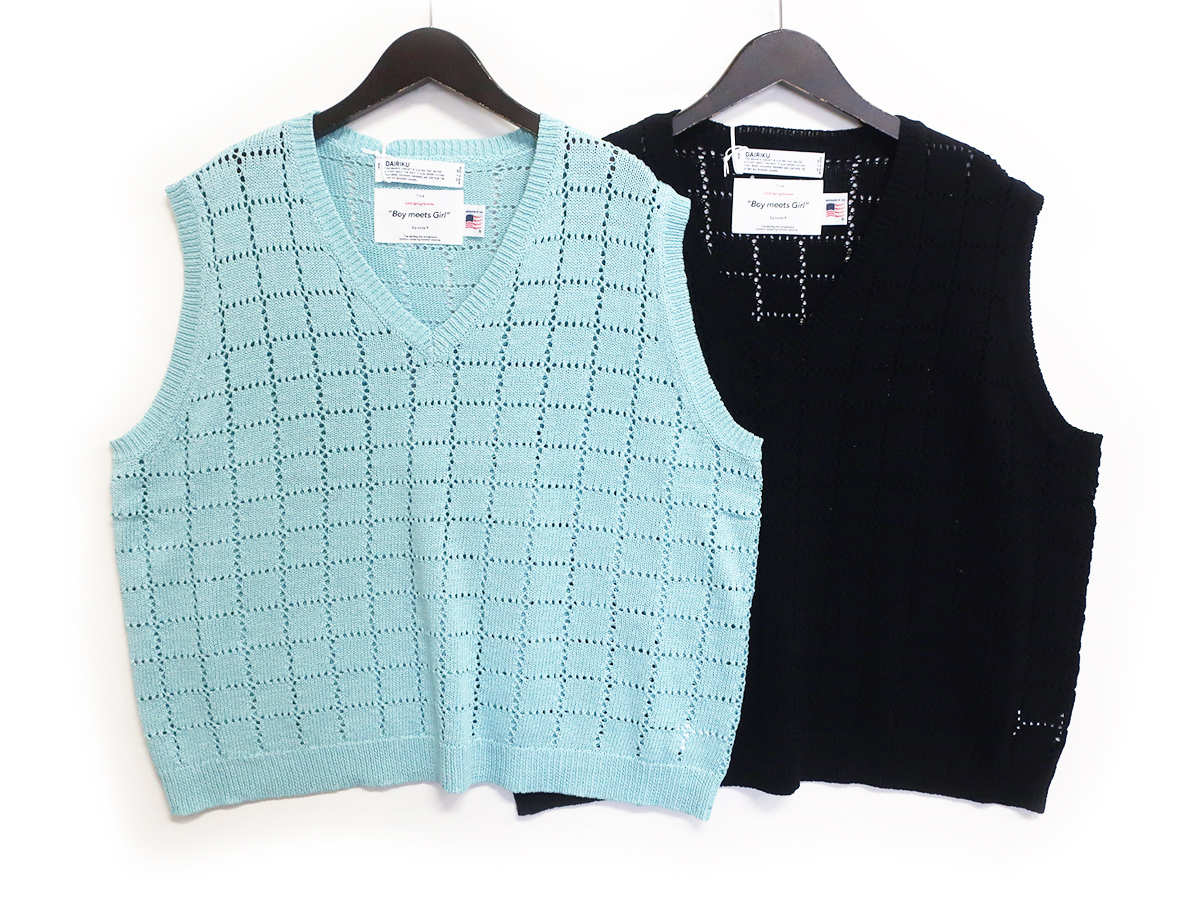 最愛 Knit A.J. DAIRIKU 美品タグ付き Vest グリーン 22ss ベスト