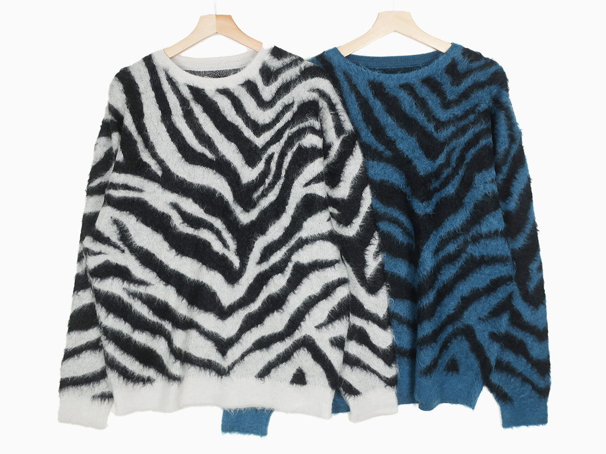 MINEDENIM ZEBRA MOHAIR KNIT CREWNECK PULLOVER 通販 正規取扱店 - CHOOSE