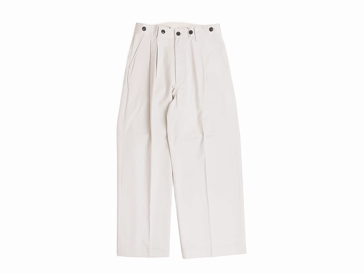 【H.UNIT エイチユニット】Weapon Two Tuck Crownsize Trousers [IVORY] ツータックパンツ