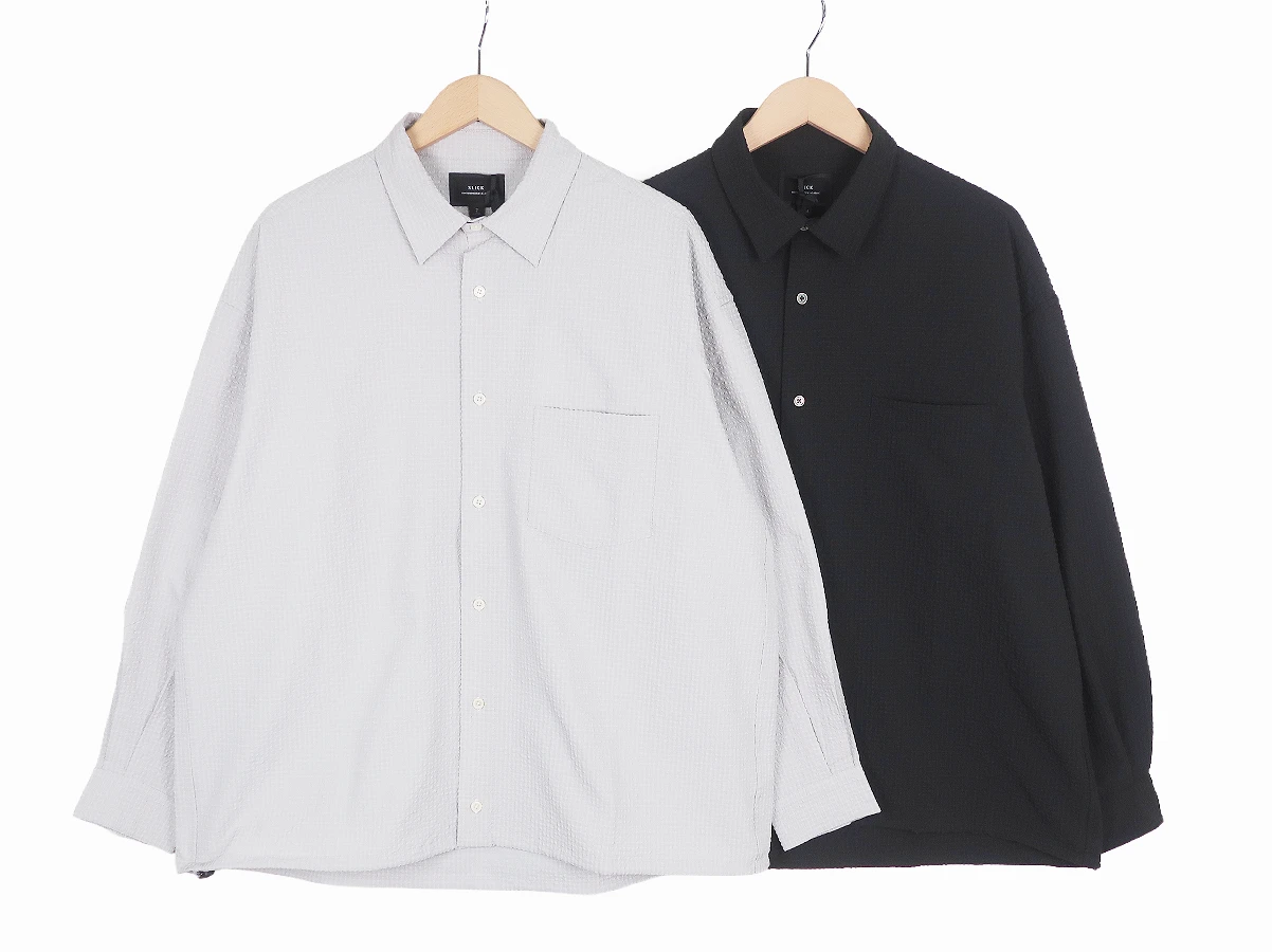 【SLICK スリック】Seersucker Gingham Check Drawstring Regular Shirts シャツ