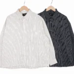 【SLICK スリック】Pinstripe Tuck Jacquard Drawstring Regular Shirts シャツ