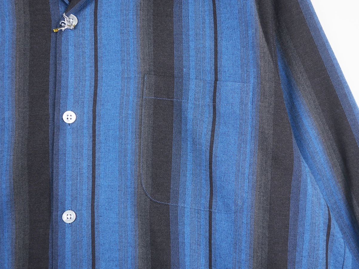 WACKO MARIA ワコマリア】OMBRE STRIPED OPEN COLLAR SHIRT L/S