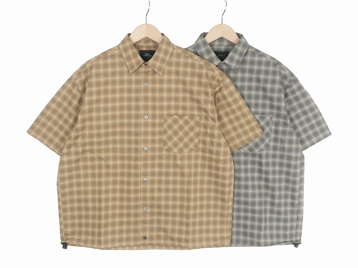 Ombre Check Drawstring Regular Collar Shirt